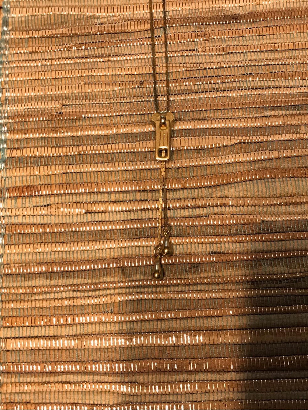 Shiny Gold-Tone Zipper Pendant Necklace with Slider Detail - Picture 4 of 6